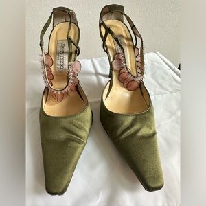 Jimmy Choo Olive Heels with ankle embellishments